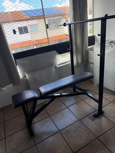 KIT MUSCULAÇÃO - BANCO ARTICULADO SUPINO + BARRA + 40Kg ANILHAS