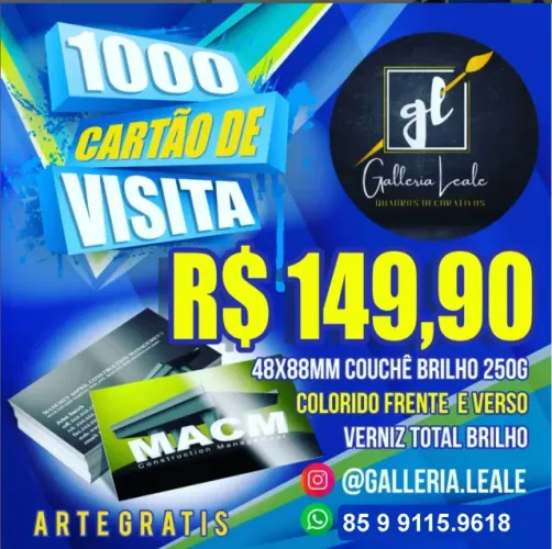 1000 Cartão de Visita colorido frente e verso