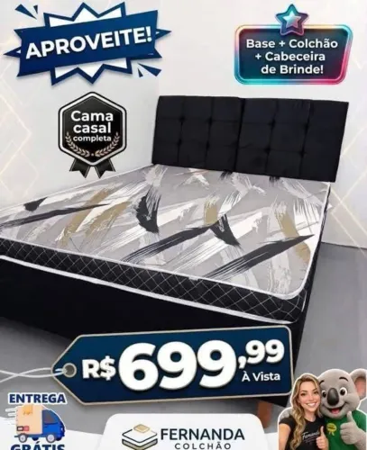 CAMA CASAL COMPLETA BASE COLCHÃO E CABECEIRA DE BRINDE A MAIS VENDIDA DA REGIÃO