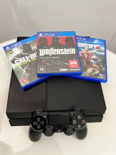 PS4 Fat + 3 Jogos + Controle