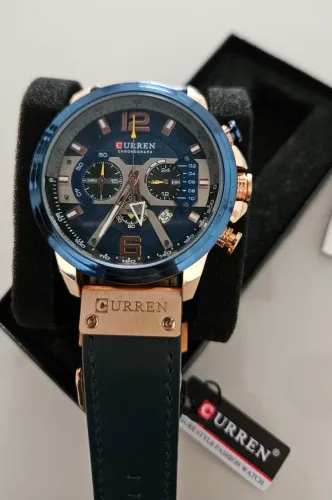 Relógio Curren 8329 Luxo Executivo - Azul e Rosé - Novo na Caixa