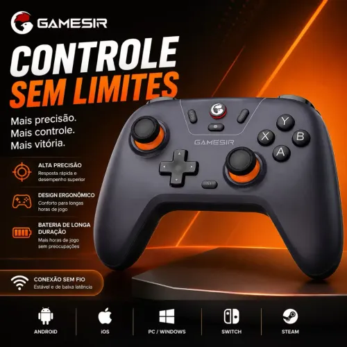 GameSir T4 Nova Lite Controle sem fio 2.4 GHZ para PC/Android/IOS/Switch/TV Game