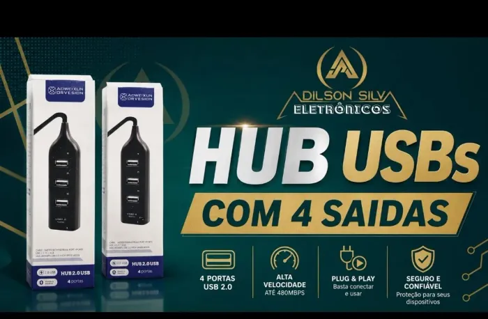 Kit com 10 hubs USB.......4 saidas