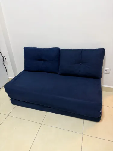 Sofá-cama Multiuso de Casal 3 em 1 Dobrável em Suede