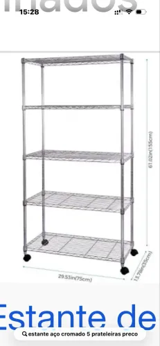 Estante aço cromado 5 prateleiras 