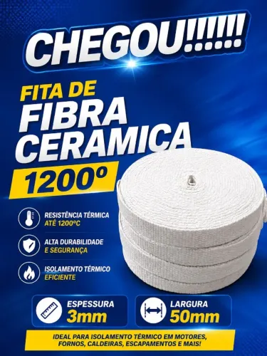 FITA DE FIBRA CERAMICA 2" X 3MM(1/8) x 30MT 1200º C/INCONEL