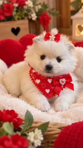 Filhote simplesmente perfeita Lulu da pomerania fêmea branca