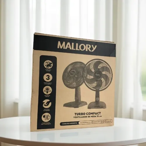 Ventilador de Mesa Mallory 30cm Turbo Compact Preto an18