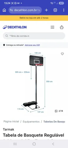 Tabela de basquete regulável 