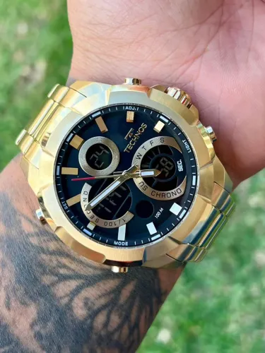 Relógio Masculino Technos Digital Analógico Dourado