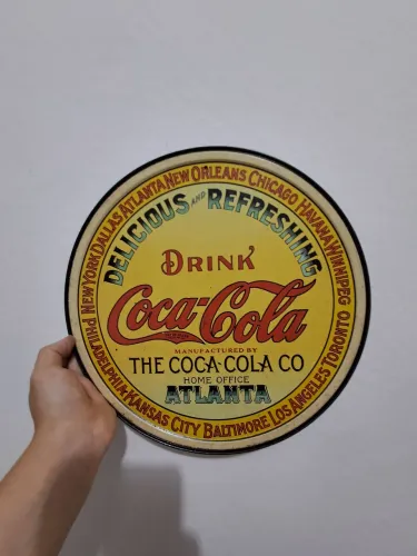 Bandeja coca cola retrô vintage metal grande