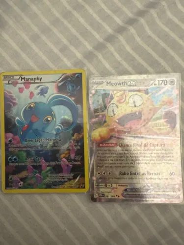 Cartinhas Pokémon originais Manaphy e Meowth Ex
