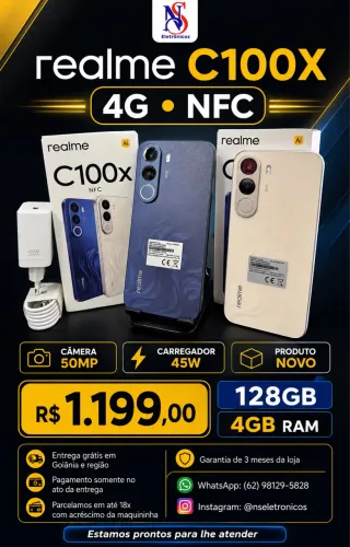 Celular Realme C100x 4G NFC 128/4 Azul Bege Lacrado