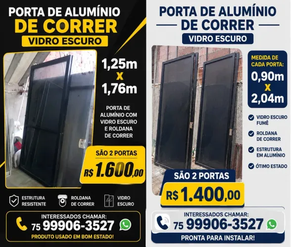 Porta de correr de alumínio escuro