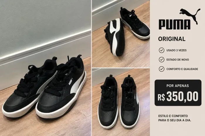 PUMA ORIGINAL 41 DE COURO PRETO<br><br>ORIGINAL