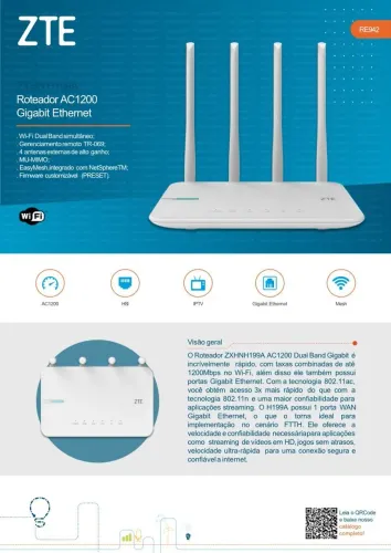 Roteador Muiltliser ZTE ZXHN H199A AC1200 - 1 ano de garantia