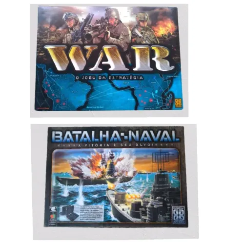 Combo Jogos de Tabuleiro: War + Batalha Naval - Completos e Conservados