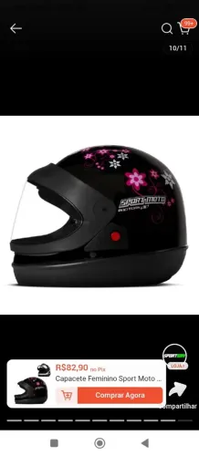 Capacete feminino sport moto/ano2026