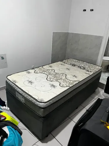 Cama box baú solteiro + Colchão Gazin