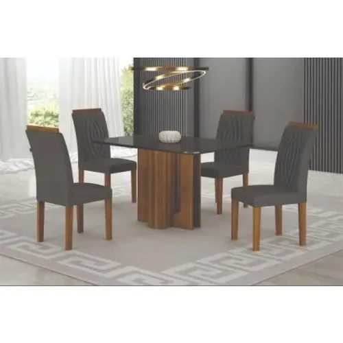 Mesa Sofia vidro chumbo c/4 cadeiras 