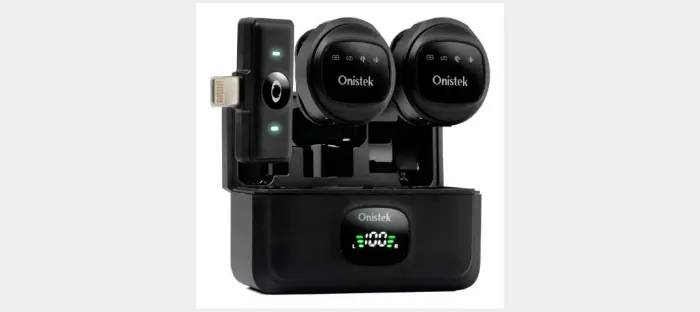 Microfone de Lapela Sem Fio Combo 2 Kits Onistek iPhone e Android Tipo C