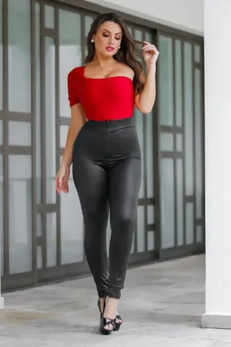 Calça Legging Feminina Cirre Ziper Frente 2 Bolsos traseiros