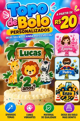 Topper de bolo personalizado