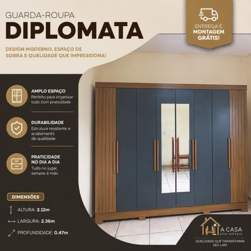 Roupeiro Diplomata - Entrega e montagem grátis