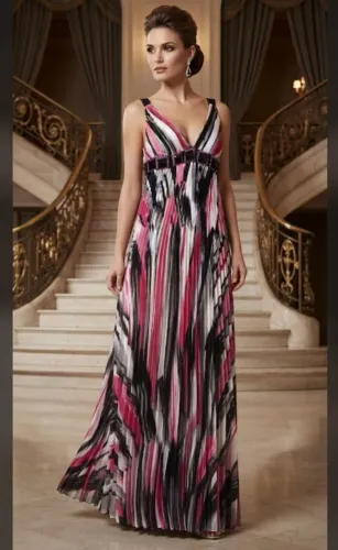 VESTIDO LONGO DE FESTA DRAPEADO E COM PEDRARIA