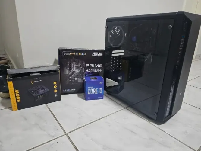 i3 10100f, placa mãe h410m-e, fonte 550w 80 plus e gabinete