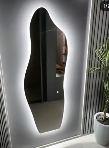 Espelho Janela Base Reta 150cm Led Bivolt Decorativos Polido Sala Luxo Neutro 3000k