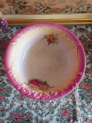 Bacia de louça inglesa para gomil com restauros, veja fotos. 41x13