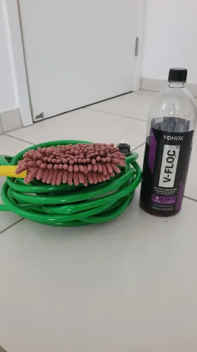 Kit lavagem de carro caseira v-floc mangueira luva microfibra