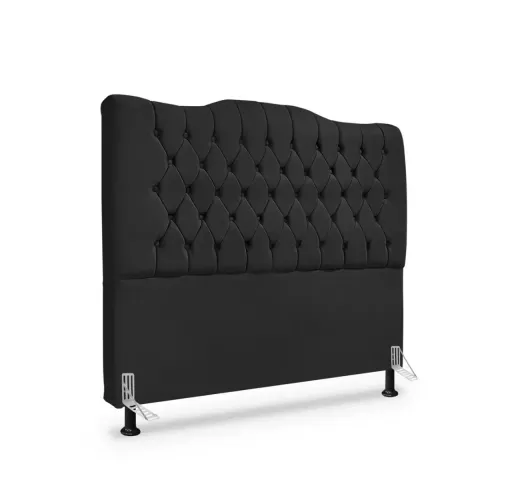 Cabeceira de Cama Box Casal 140 cm Dunas - Veludo Preto