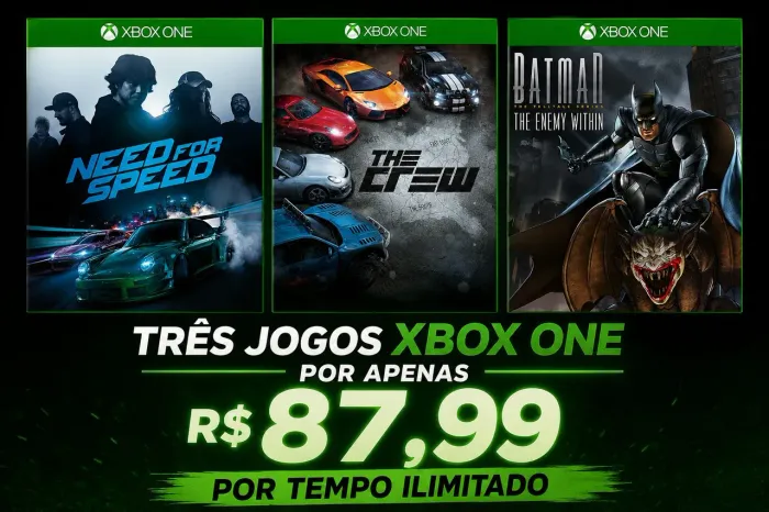 3 jogos de Xbox one tempo ilimitado