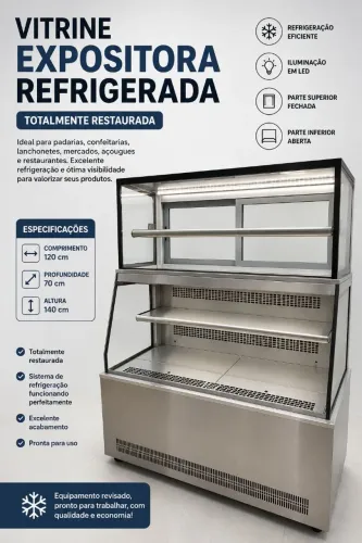 Vitrine Expositora Refrigerada 1,20m - Restaurada - LED