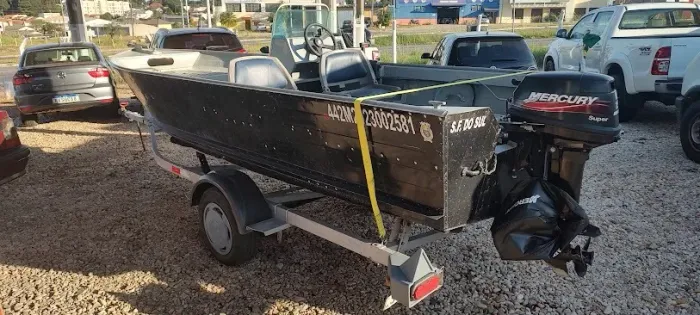 Barco ,lancha, bote alum. com 5m  mod ecologia borda alta + carretinha e motor 15 hp  2017