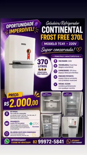 ? Geladeira Continental Frost Free 370L TC41 (220V) - Super Conservada! ?