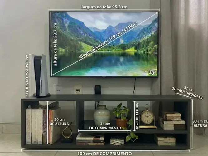 RACK MODERNO TV MINIMALISTA SALA QUARTO PS5 TV 43''