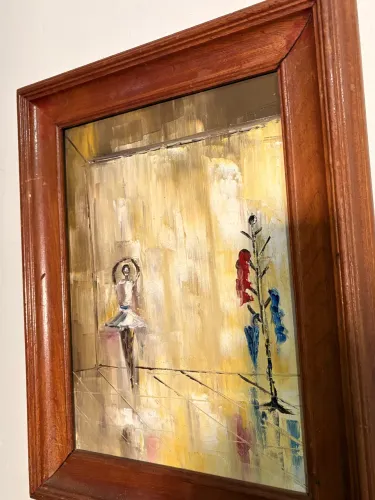 Quadro pintado a óleo bailarina