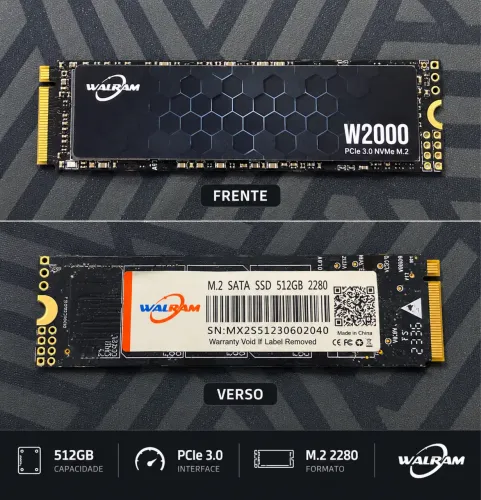 SSD M.2 WALRAM W2000 512GB PCIe 3.0 NVMe - 2280