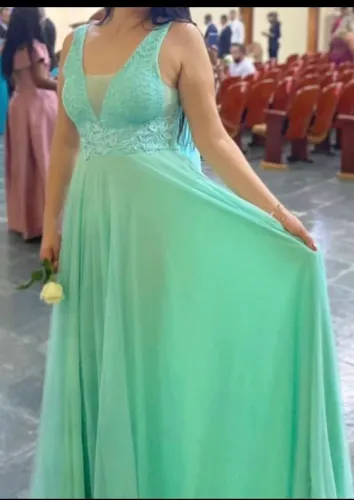 Vestido Festa Verde Água