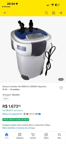 Canister Sunsun 3 Mil litros hora com UV