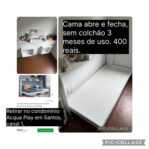 Cama solteiro retrátil seminova