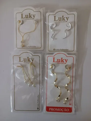 Luky Folheados Brinco Semijoia