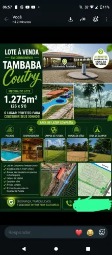 Excelente lote condomínio Tambaba country 