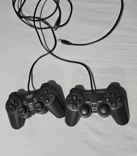 Kit 2 Controles PS2 Com Fio USB PlayStation 2