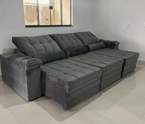 Sofá retrátil reclinável espuma D 33 abertura 180 cm tamanho 2,90 cm 