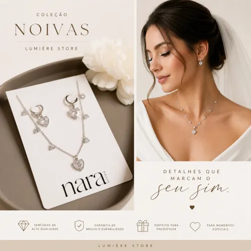 Conjunto Banho de Ródio e cristais 