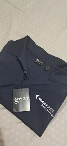 Camisa Polo Embraer Executive Jets Azul tamanho L